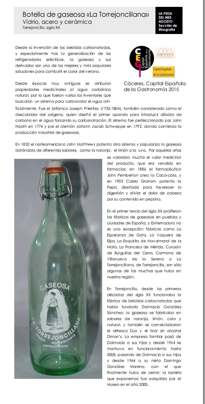 Botella de DUX en el Museo de Cáceres