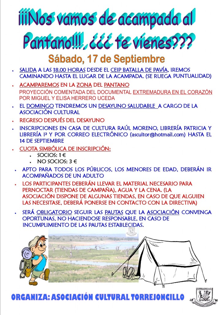 Nos vamos de acampada con la Asociación Cultural ¿¿te vienes??