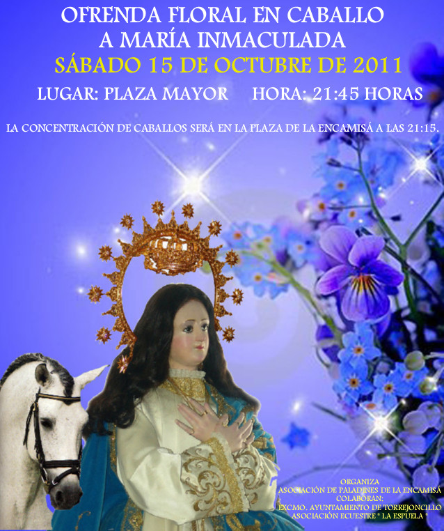 Ofrenda floral a María Inmaculada en caballo