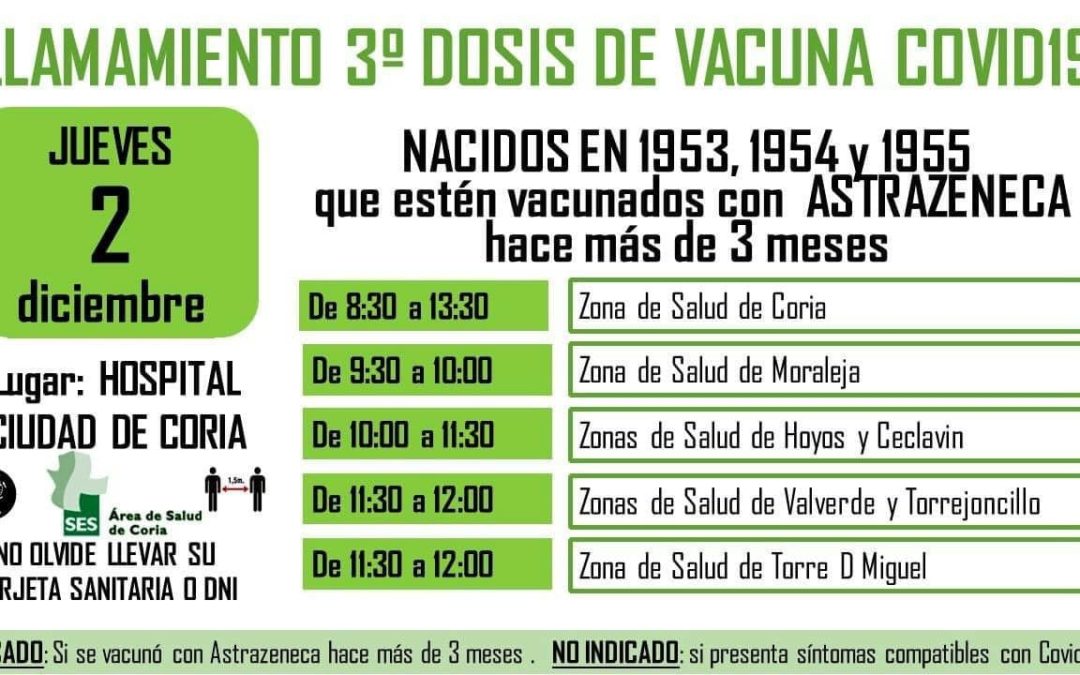 LLAMAMIENTO 3ª DOSIS VACUNA COVID-19