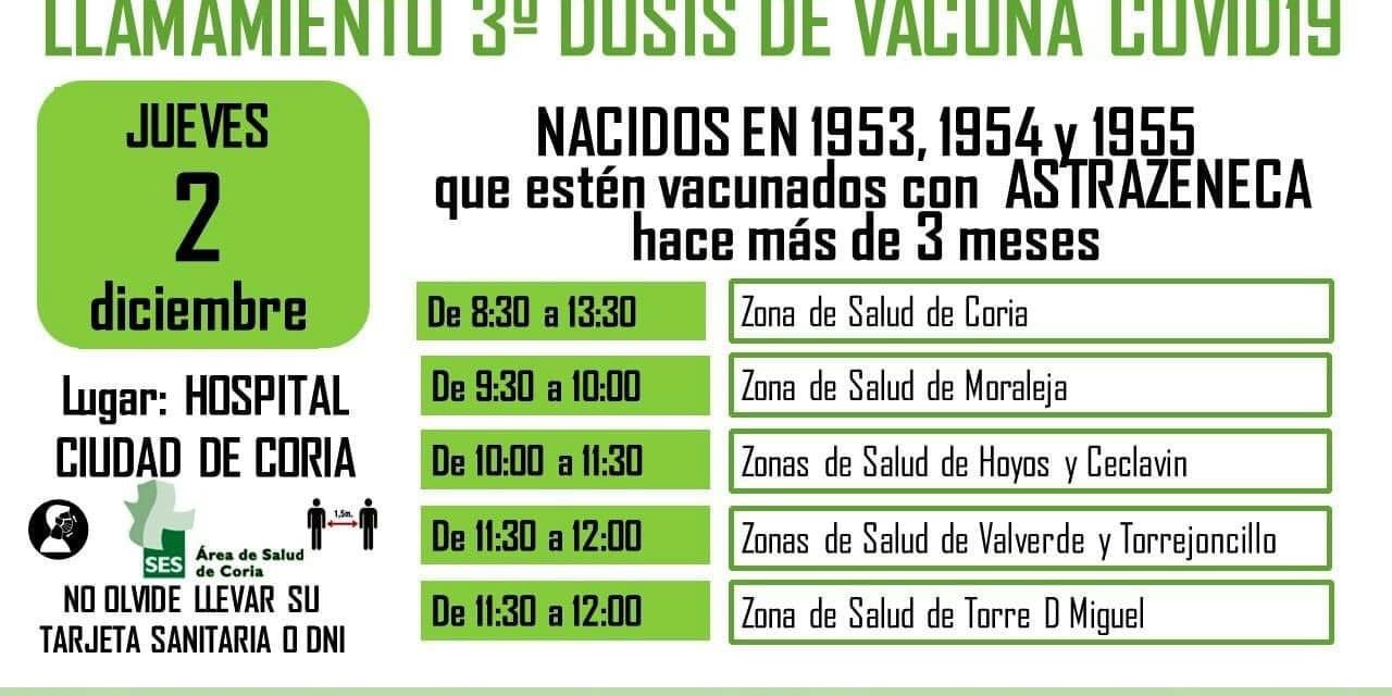 LLAMAMIENTO 3ª DOSIS VACUNA COVID-19