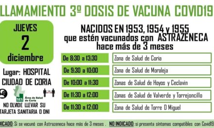 LLAMAMIENTO 3ª DOSIS VACUNA COVID-19