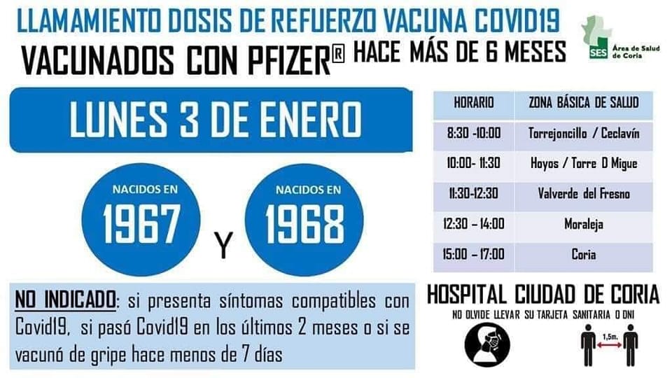 LLAMAMIENTO TERCERA DOSIS VACUNA COVID 19 PFIZER