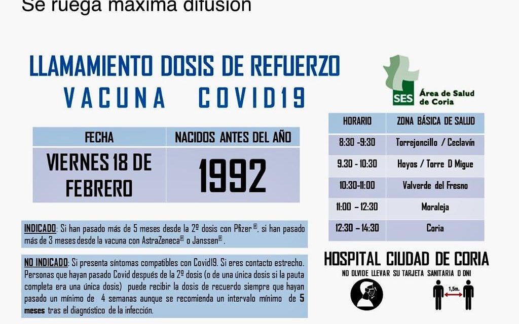 LLAMAMIENTO DOSIS DE REFUERZO VACUNA COVID-19