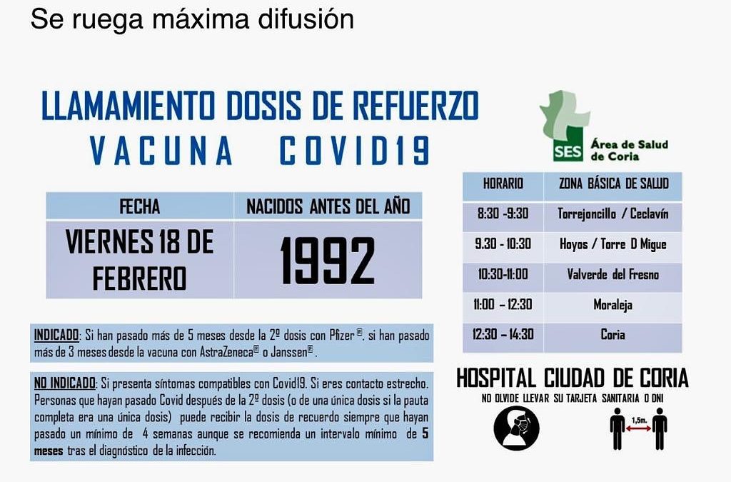 LLAMAMIENTO DOSIS DE REFUERZO VACUNA COVID-19