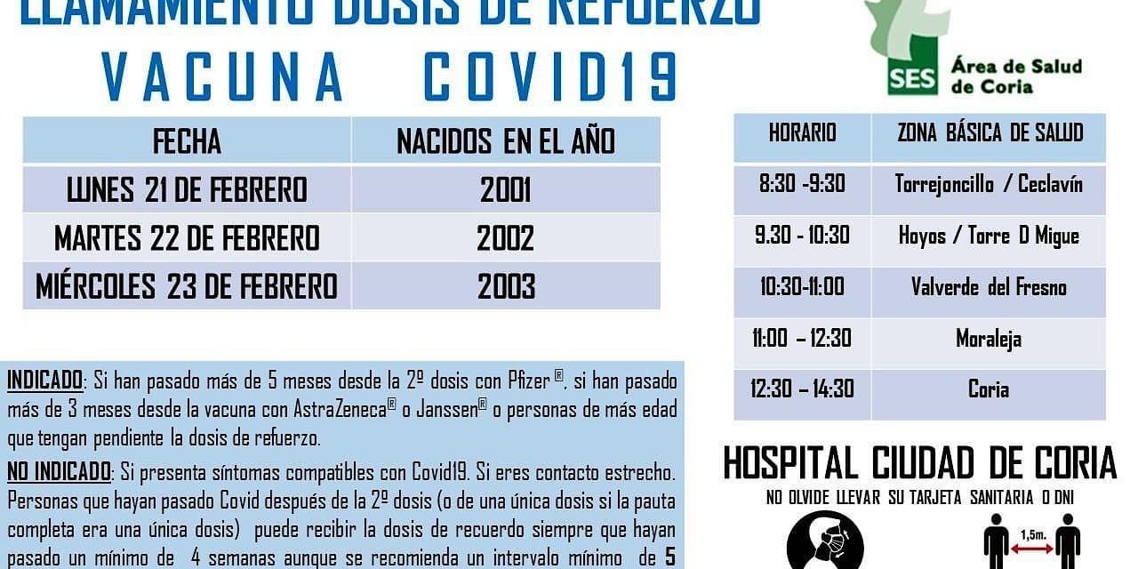 LLAMAMIENTO DOSIS DE REFUERZO VACUNA COVID-19