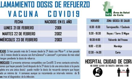 LLAMAMIENTO DOSIS DE REFUERZO VACUNA COVID-19