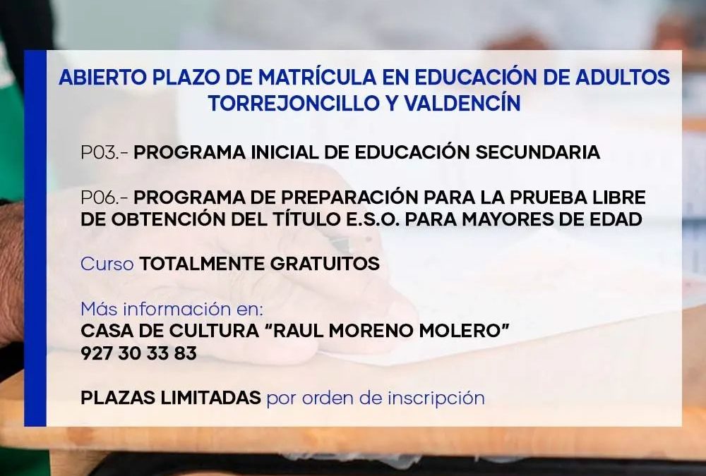 CURSO 2022/2023 EN EDUCACIÓN DE ADULTOS