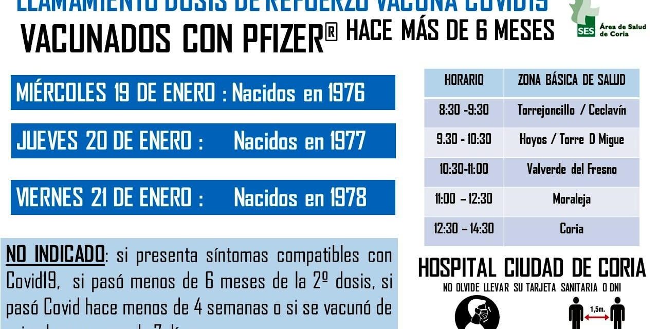 LLAMAMIENTO TERCERA DOSIS VACUNA COVID 19 PFIZER