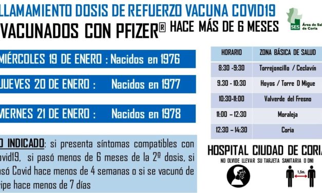 LLAMAMIENTO TERCERA DOSIS VACUNA COVID 19 PFIZER