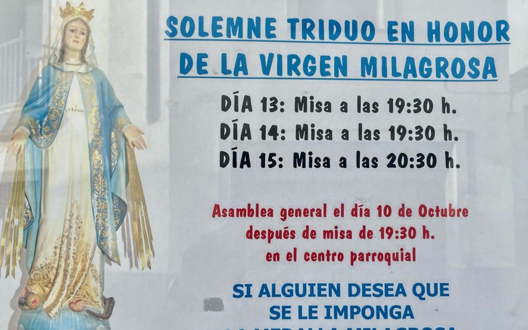 TRIDUO Y ASAMBLEA DE LA VIRGEN MILAGROSA