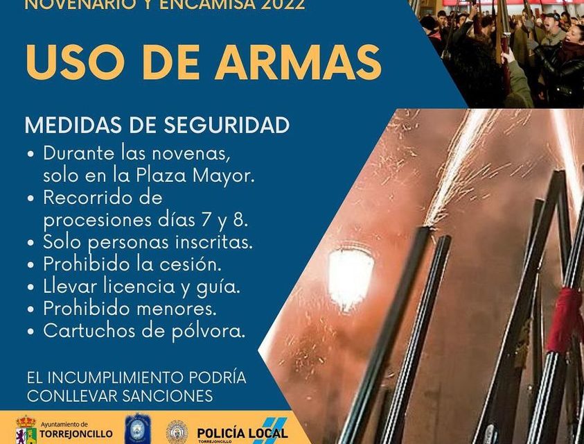 USO DE ARMAS NOVENARIO Y ENCAMISÁ 2022 | MEDIDAS DE SEGURIDAD