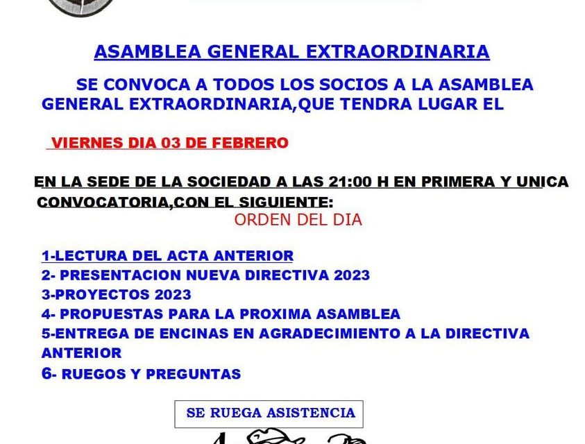 Asamblea General Extraordinaria de la Sociedad de Pescadores Los Encinares