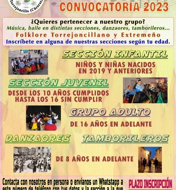 ¿Quieres pertenecer al Grupo de Coros y Danzas de Torrejoncillo?