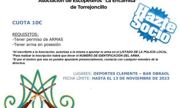 La Asociación de Escopeteros de la Encamisa de Torrejoncillo comienza sus preparativos para el 7 de diciembre