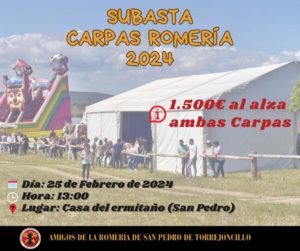 Subasta Carpas Romería San Pedro 2024