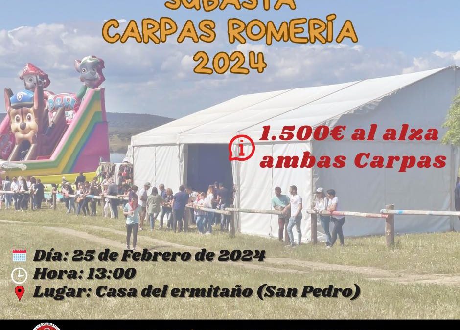 Subasta Carpas Romería San Pedro 2024