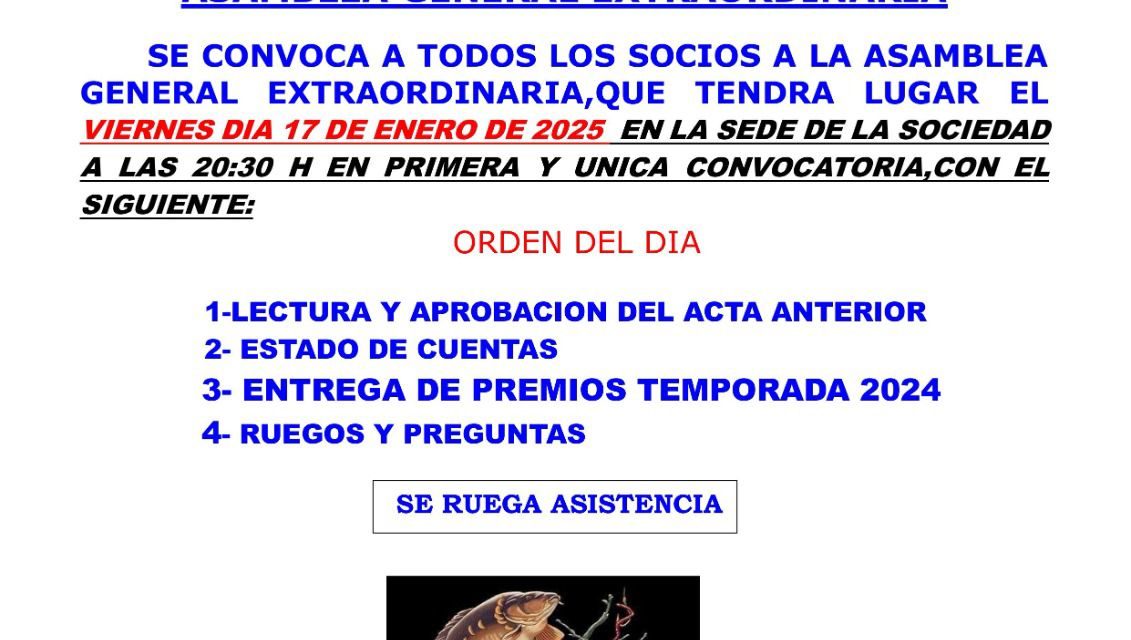 Asamblea General Extraordinaria de la Sociedad de Pescadores Los Encinares