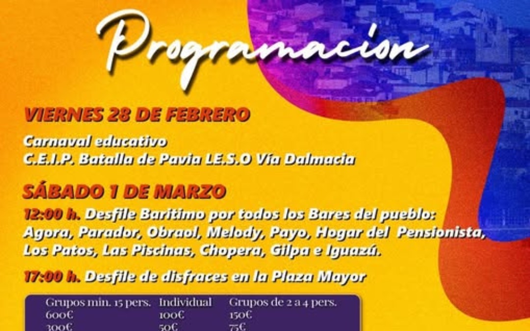 PROGRAMACIÓN DE CARNAVALES 2025 DE TORREJONCILLO