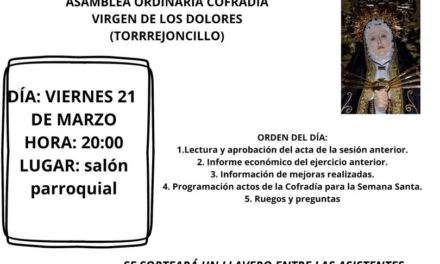 Asamblea Ordinaria Cofradía Virgen de los Dolores