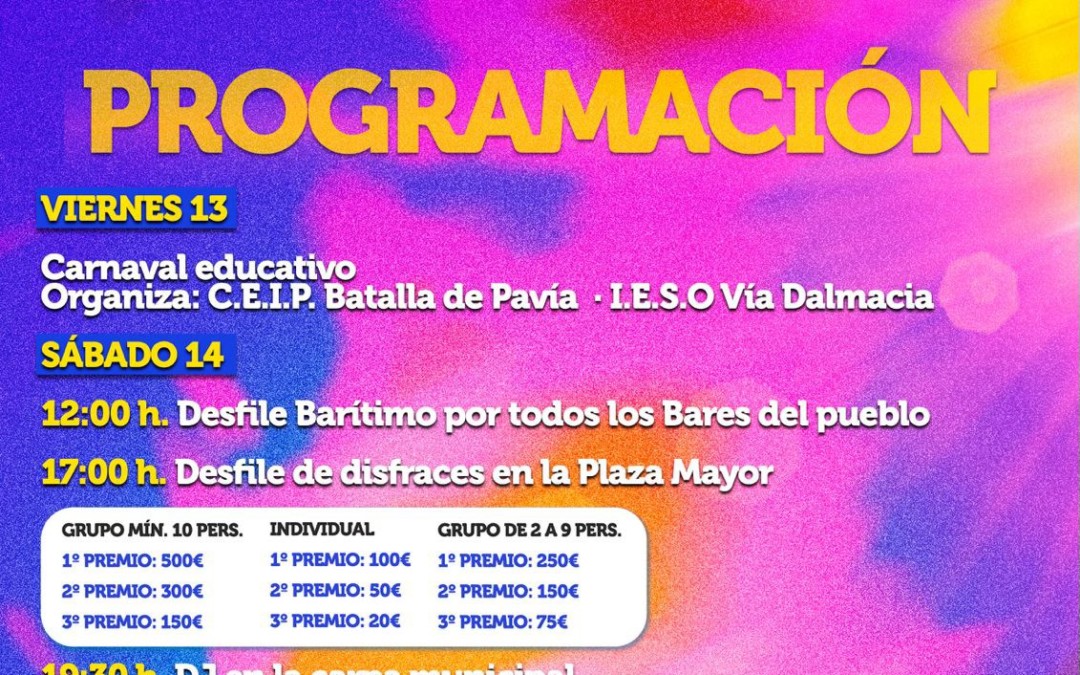 PROGRAMACIÓN DE CARNAVALES DE TORREJONCILLO 2026