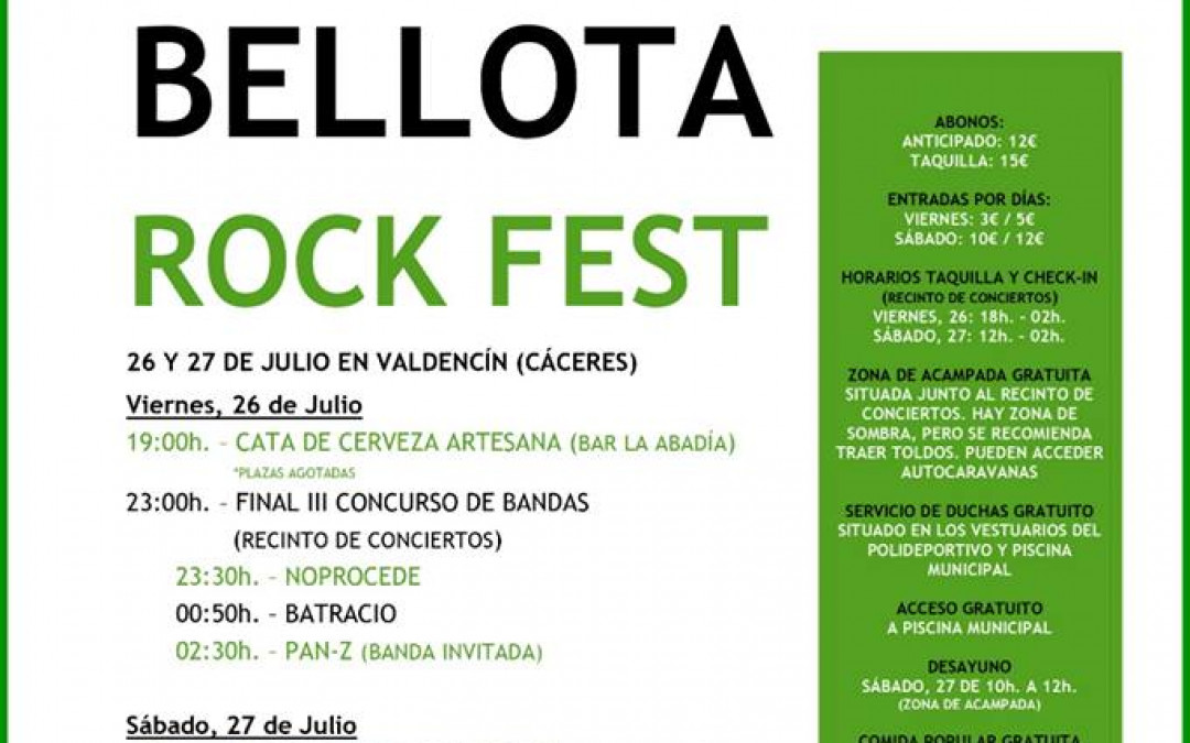 Horarios del Bellota Rock Fest