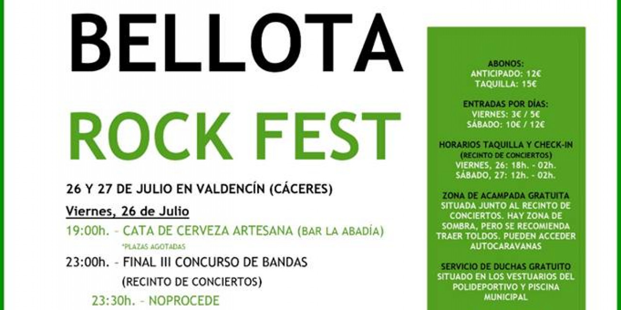 Horarios del Bellota Rock Fest