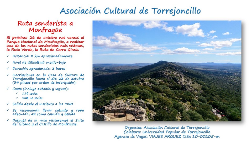 Ruta senderista a Monfragüe de la Asociación Cultural de Torrejoncillo