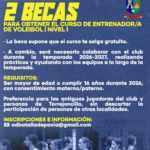 2 BECAS PARA OBTENER EL CURSO DE ENTRENADOR/A DE VOLEIBOL NIVEL I