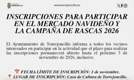 INSCRIPCIONES PARA PARTICIPAR EN EL MERCADO NAVIDEÑO Y LA CAMPAÑA DE RASCAS 2026
