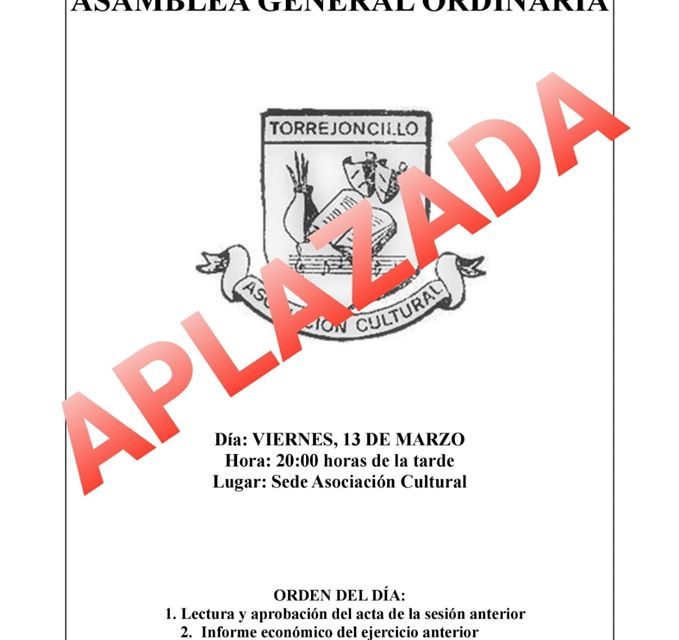 Aplazada Asamblea General Asociación Cultural