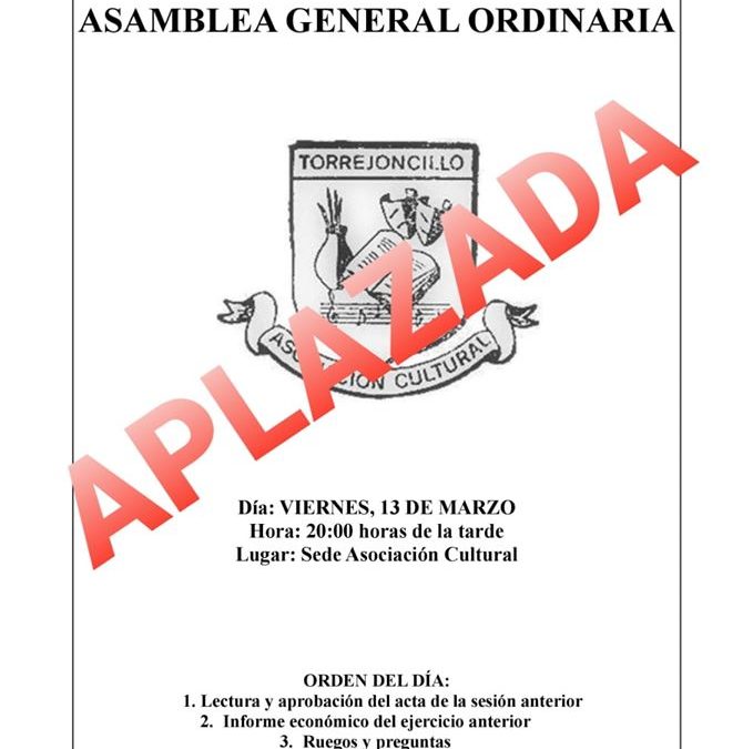 Aplazada Asamblea General Asociación Cultural