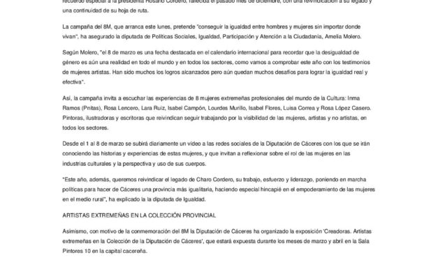 Ocho mujeres representantes del arte en Extremadura en el 8M-2021