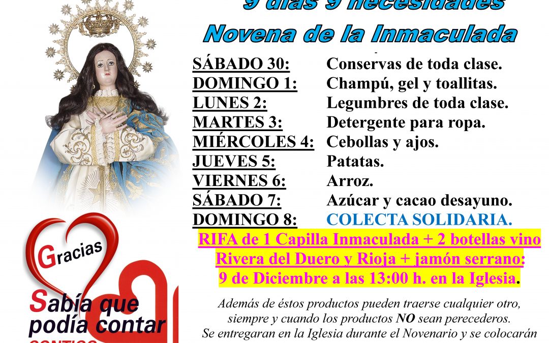 9 días, 9 necesidades. Novenas de la Inmaculada en Torrejoncillo