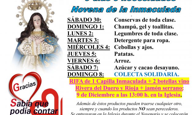 9 días, 9 necesidades. Novenas de la Inmaculada en Torrejoncillo