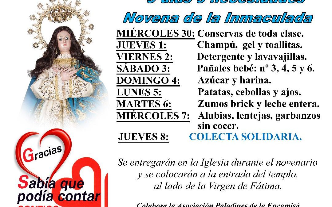 9 días 9 necesidades; novena de la Inmaculada.