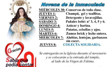 9 días 9 necesidades; novena de la Inmaculada.