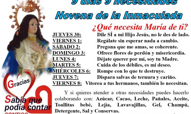 ¿Qué necesita María de tí? 9 días 9 necesidades. Novena a la Inmaculada.