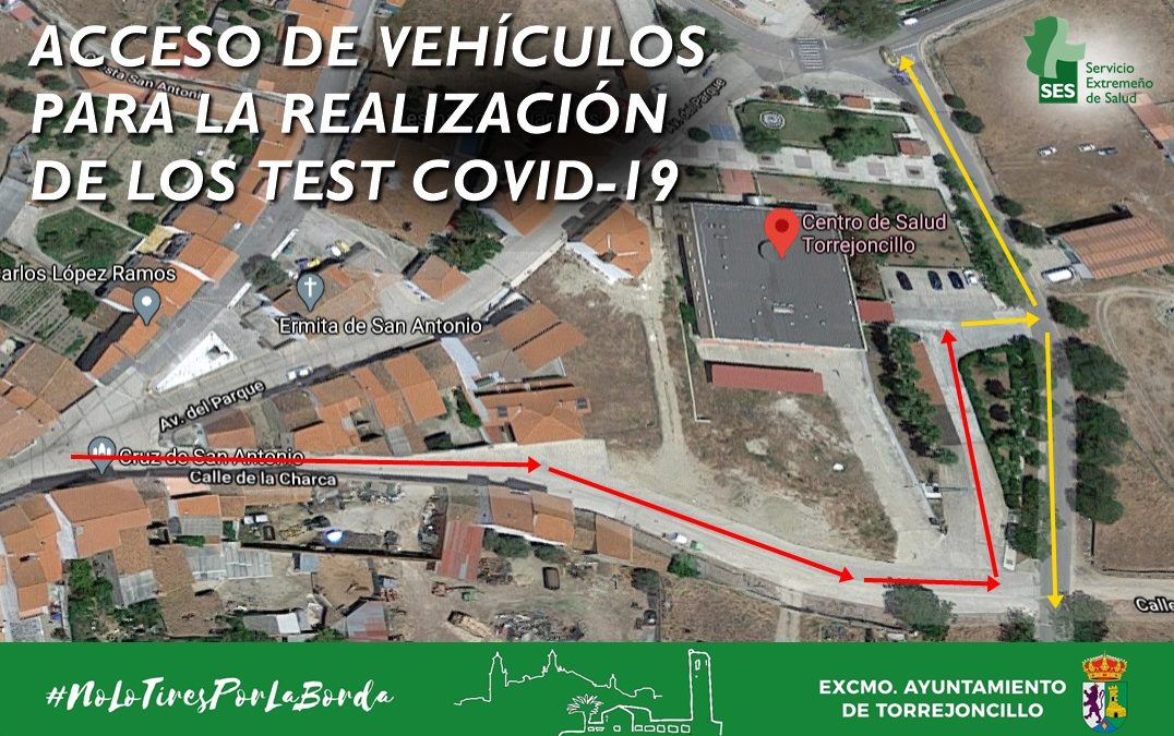 ACCESO DE COCHES AL CENTRO DE SALUD PARA LA REALIZACIÓN DE LOS TEST RÁPIDOS COVID-19