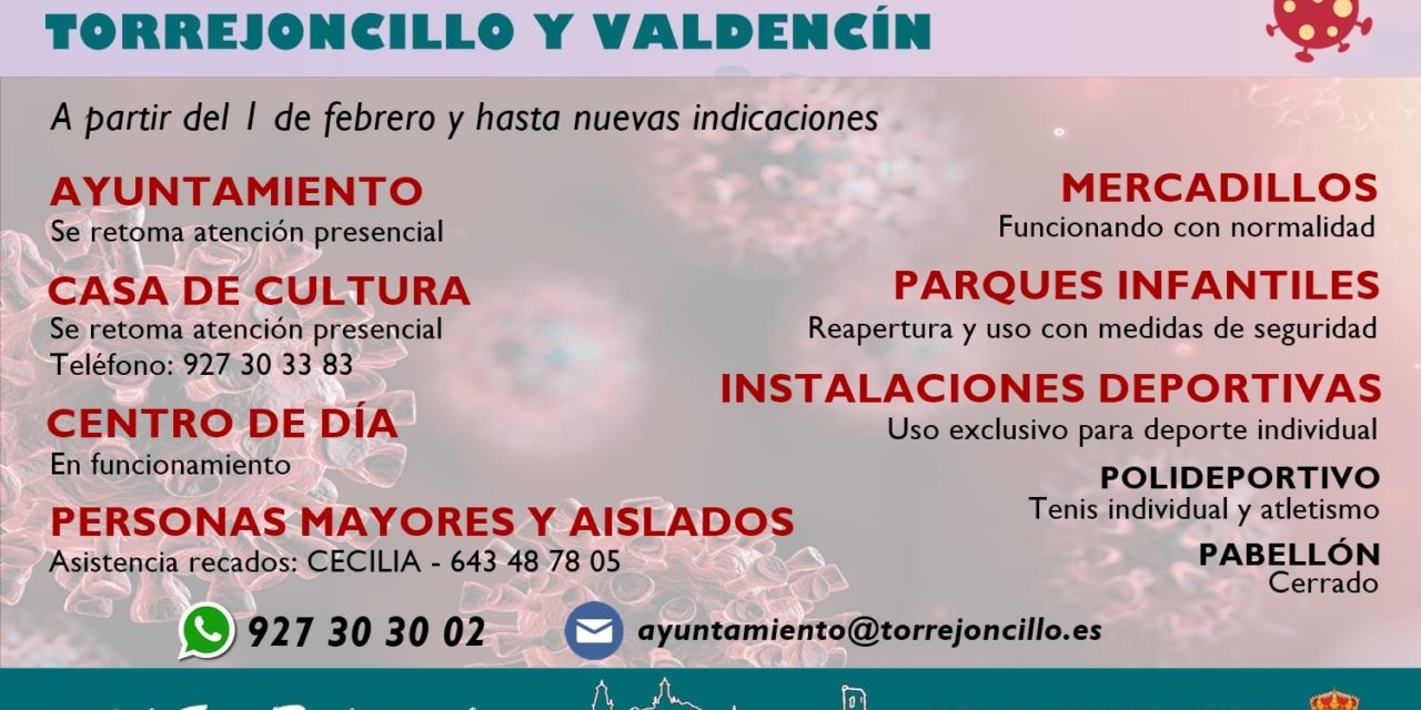 ACTUALIZACIÓN MEDIDAS COVID-19 EN TORREJONCILLO Y VALDENCÍN