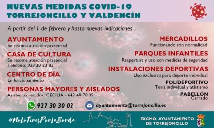 ACTUALIZACIÓN MEDIDAS COVID-19 EN TORREJONCILLO Y VALDENCÍN