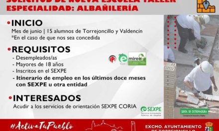 SOLICITUD DE NUEVA ESCUELA TALLER DE ALBAÑILERÍA