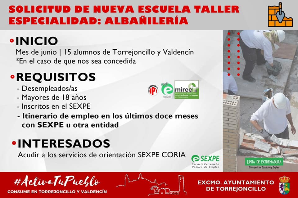 SOLICITUD DE NUEVA ESCUELA TALLER DE ALBAÑILERÍA