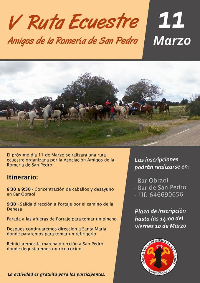 Este fin de semana se celebrara la V Ruta Ecuestre Amigos de la Romería de San Pedro