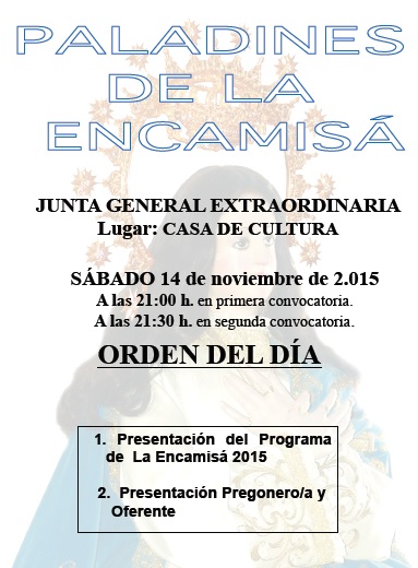 Presentación de La Encamisá 2015 el sábado, 14 de noviembre