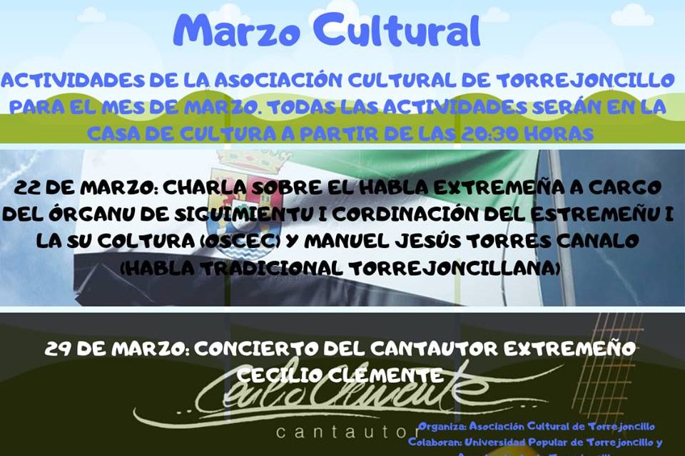 Actividades de la Asociación Cultural para el mes de Marzo