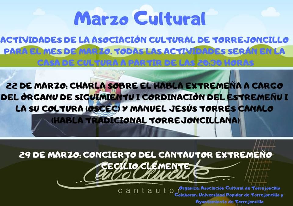 Actividades de la Asociación Cultural para el mes de Marzo
