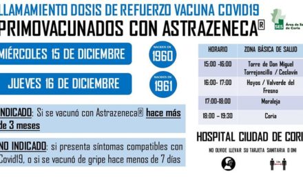 LLAMAMIENTO TERCERA DOSIS VACUNA COVID 19 ASTRAZENECA