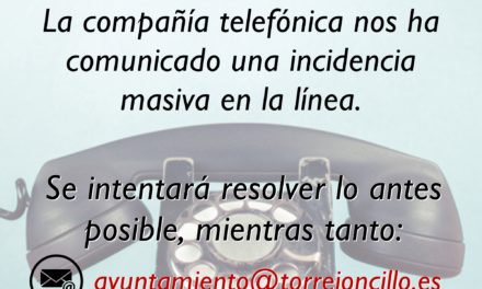 INCIDENCIA EN EL TELÉFONO DEL AYUNTAMIENTO