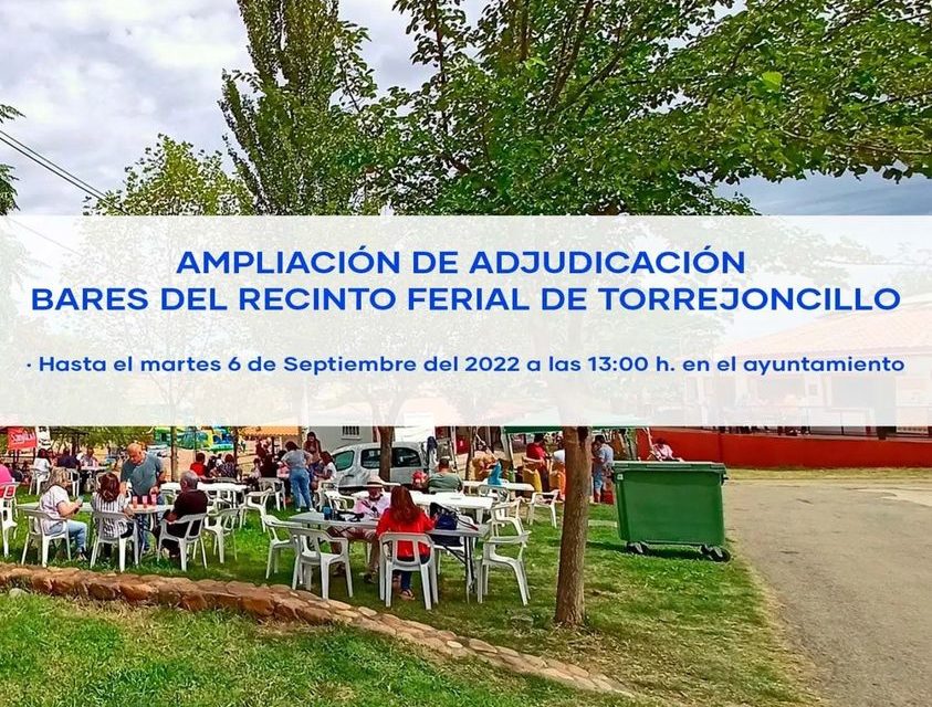 ADJUDICACIÓN BARES DEL RECINTO FERIAL DE TORREJONCILLO